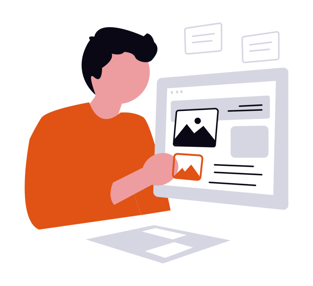 Person interacting with digital interface.