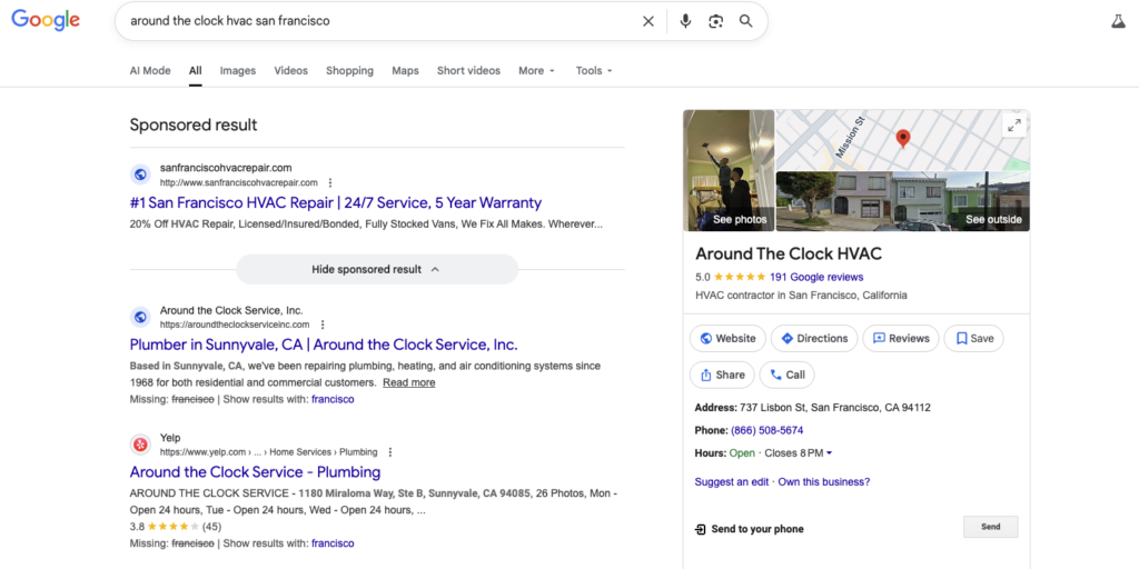How Google Maps SEO Services can put your business on the map. An example of a ranking Google Business Profile.